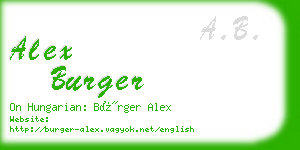 alex burger business card